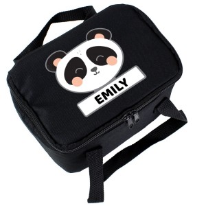 
                            Personalised Panda Black Lunch Bag
