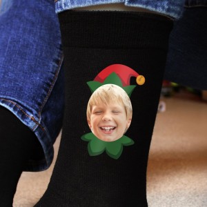 
                            Personalised Photo Upload Elf Christmas Socks