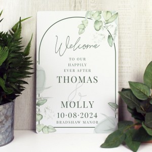 Personalised Botanical Wedding Metal Sign