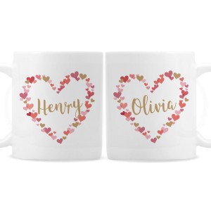 
                            Personalised Confetti Hearts Wedding Mug Set