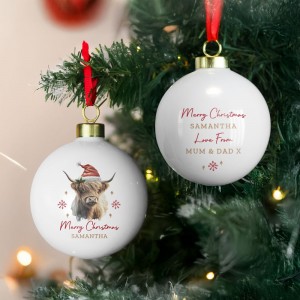 
                            Personalised Highland Cow Christmas Bauble