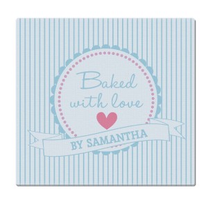 
                            Personalised Baked With Love Glass Chopping Board/Worktop Saver