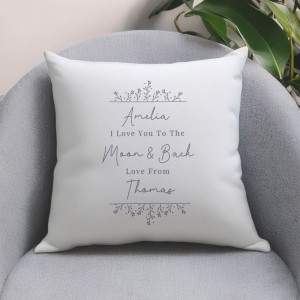 
                            Personalised Grey Floral Cushion