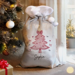 
                            Personalised Pink Christmas Tree Sack