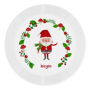 
                            Personalised Christmas Toadstool Santa Plastic Plate