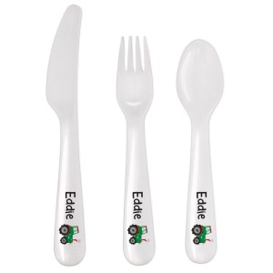 
                            Personalised Tractor 3 Piece Plastic Cutlery Set