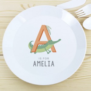 
                            Personalised Animal Alphabet Plastic Plate