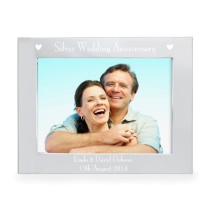 Personalised  Silver Anniversary 7x5 Landscape Photo Frame