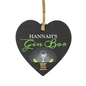 
                            Personalised Gin Bar Slate Heart Decoration