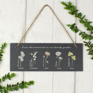 
                            Personalised Flower of the Month Hanging Slate Plaque