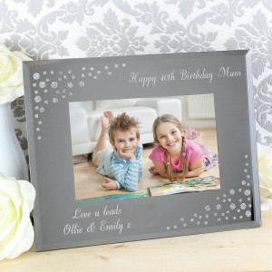 
                            Personalised Any Message 6x4 Landscape Diamante Glass Photo Frame
