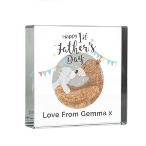 Personalised 1st Father's Day Daddy Bear Large Crystal Token