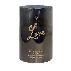 
                            Personalised Love Smoked Glass LED Candle