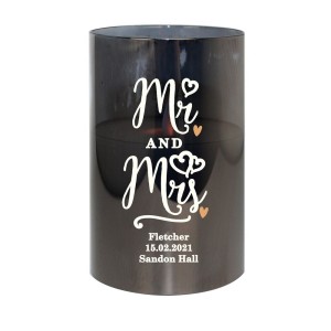
                            Personalised Mr & Mrs Smoked Glass LED Candle