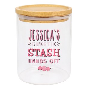 
                            Personalised Sweetie Stash Glass Jar with Bamboo Lid
