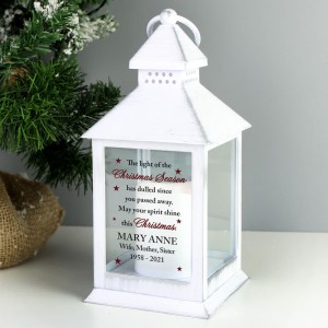 
                            Personalised Christmas Season Memorial White Lantern