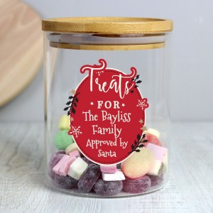 
                            Personalised Christmas Glass Jar with Bamboo Lid
