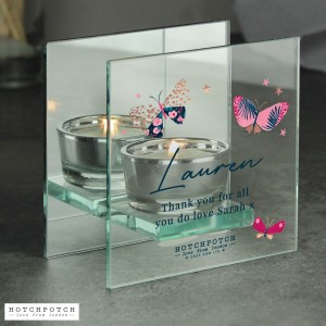 
                            Personalised Hotchpotch Butterfly Mirrored Tealight Holder