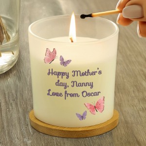 
                            Personalised Butterfly Frosted Candle