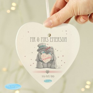 
                            Personalised Me To You Wedding Couple Wooden Heart Decoration