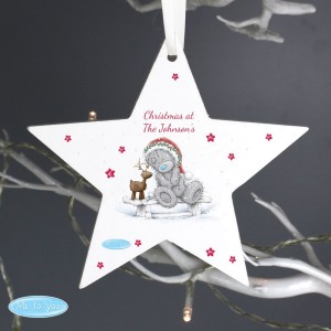 
                            Personalised Me To You Reindeer Wooden Star Decoration