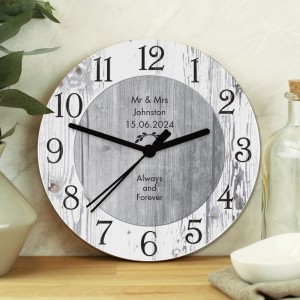 
                        Personalised Any Message Shabby Chic Large Wooden Clock