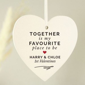 
                            Personalised Together Is My Favorite Place Wooden Heart Decoration