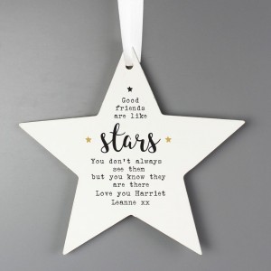 
                            Personalised Good Friends Wooden Star Decoration