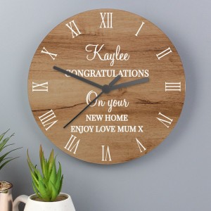 
                            Personalised Free Text Wood Effect Clock