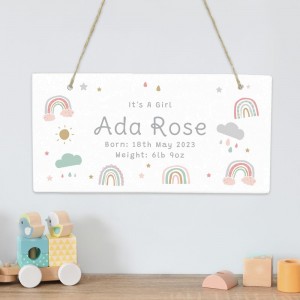 Personalised Pastel Rainbow Wooden Sign