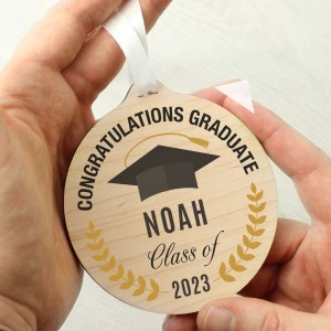 
                            Personalised Graduation Round Wooden Decoration