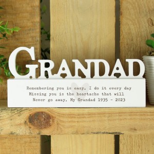 
                            Personalised Free Text Heart Wooden Grandad Ornament