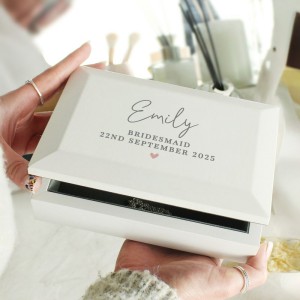 
                            Personalised White Wooden Jewellery Box