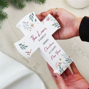 
                            Personalised Christmas Wooden Cross Ornament