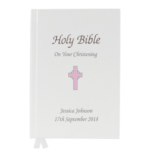 
                            Personalised Pink Cross Bible