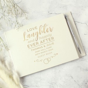 
                            Personalised Happily Ever After Wedding Hardback Guest Book & Pen