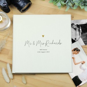 Personalised Gold Heart Couples Square Photo Album