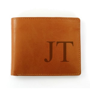 
                            Personalised Big Initials Tan Leather Wallet