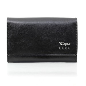 
                            Personalised Name & Hearts Black Leather Purse