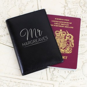 Personalised Mr & Mrs Black Passport Holders