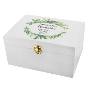 
                            Personalised Fresh Botanical White Wooden Keepsake Box