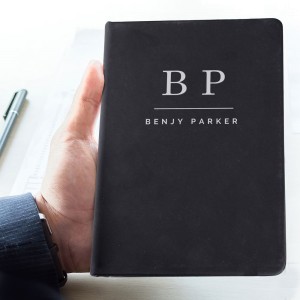 
                            Personalised Initials Black Hardback Notebook