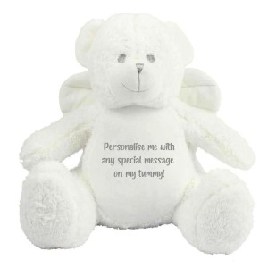 Personalised Angel Wings Record-A-Voice Keepsake Memory Bear - White - Gift Bag