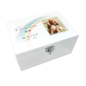 Personalised Luxury Rainbow Bridge Pet Photo Memorial Keepsake Box - 30cm