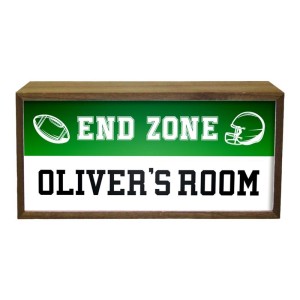 Personalised Wall Mountable Or Self Standing Wooden Light Box Sign - End Zone Football