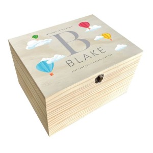 
                            Personalised Hot Air Balloon New Baby Keepsake Box - 36cm