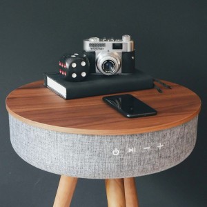 
                            Tabblue Personalised Bluetooth Side Table With Surround Sound - Dark Wood - Wine Sticker
