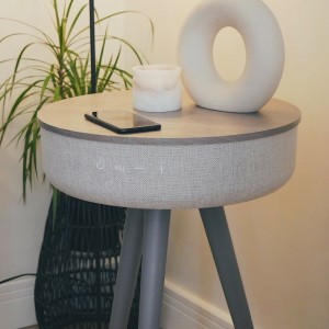 
                            Tabblue Personalised Bluetooth Side Table With Surround Sound - Grey - Beer Sticker
