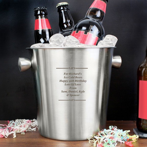 Personalised Message Stainless Steel Ice Bucket Wedding Birthdays Anniversary 