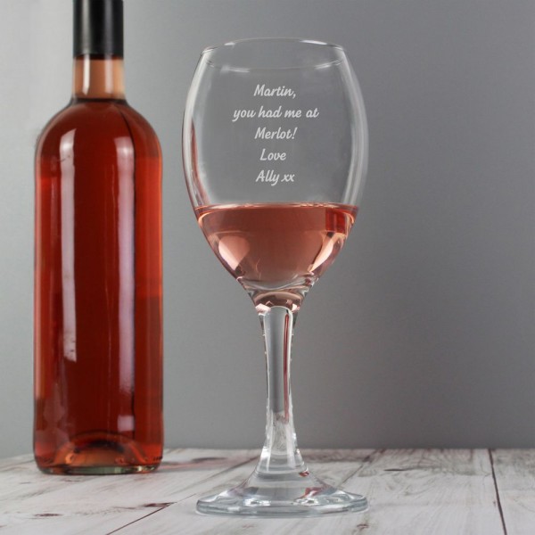 X-mas 199 Personalised Engraved Echo Falls Rose wine glass Your message.B-day 